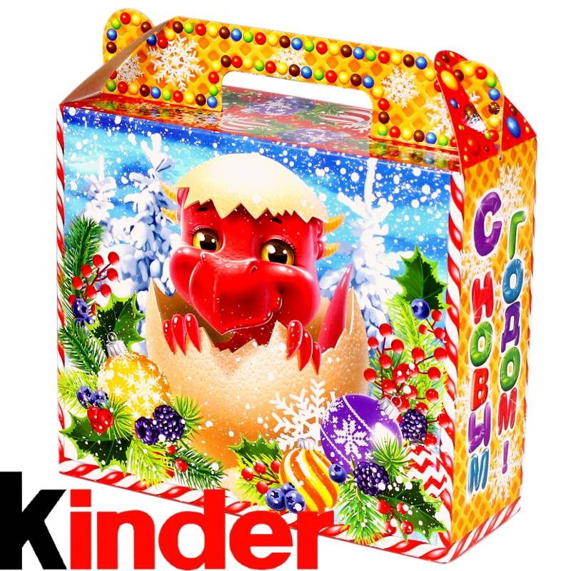 Детский новогодний подарок в картонной упаковке весом 650 грамм по цене 581 руб