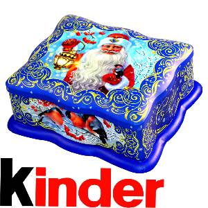 Детский новогодний подарок в жестяной упаковке весом 1000 грамм по цене 1469 руб в Стерлитамаке