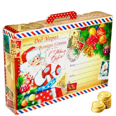 Сладкий подарок на Новый Год в картонной упаковке весом 1450 грамм по цене 840 руб в Стерлитамаке