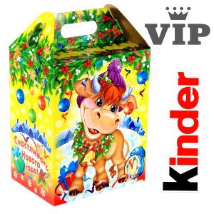 Детский новогодний подарок в картонной упаковке весом 1500 грамм по цене 1591 руб в Стерлитамаке