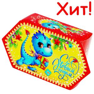 Детский подарок на Новый Год в картонной упаковке весом 300 грамм по цене 201 руб с символом 2024 года в Стерлитамаке