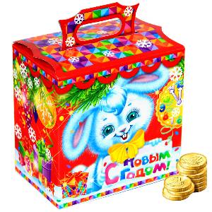 Детский подарок на Новый Год  в картонной упаковке весом 300 грамм по цене 206 руб с символом 2023 года