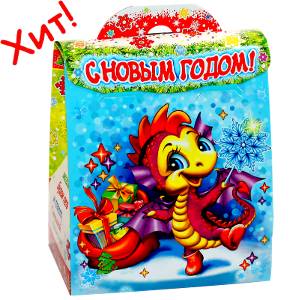 Детский новогодний подарок в картонной упаковке весом 550 грамм по цене 382 руб в Стерлитамаке