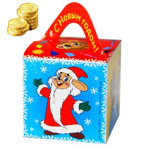 Детский новогодний подарок  в картонной упаковке весом 600 грамм по цене 395 руб с символом 2023 года