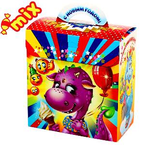 Детский новогодний подарок в картонной упаковке весом 650 грамм по цене 486 руб в Стерлитамаке