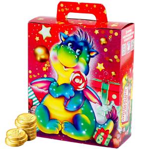 Детский подарок на Новый Год в картонной упаковке весом 750 грамм по цене 420 руб в Стерлитамаке