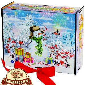 Детский новогодний подарок в жестяной упаковке весом 850 грамм по цене 1606 руб в Стерлитамаке