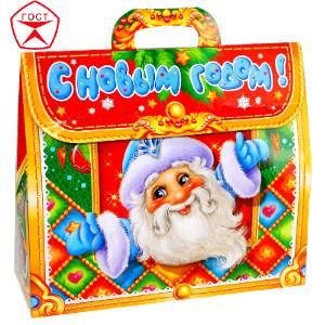 Детский новогодний подарок в картонной упаковке весом 950 грамм по цене 839 руб